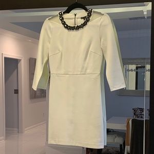 Armani Exchange Body Con Mini - Cream with Embellished Black Neckline
